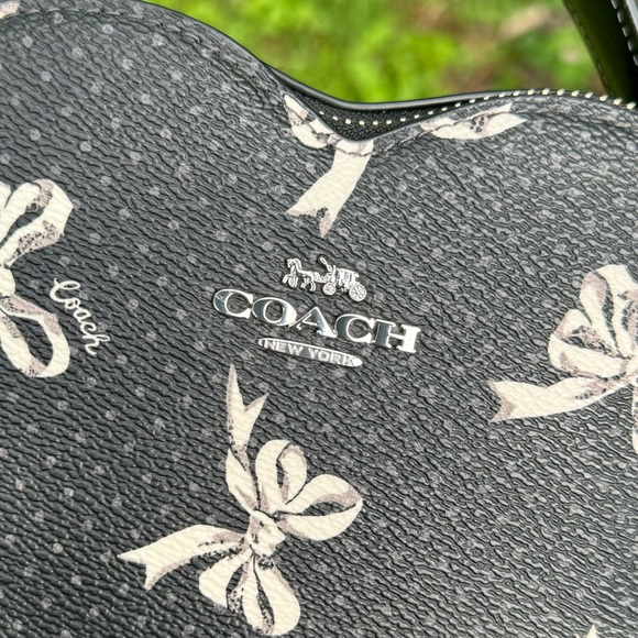 Coach Heart Crossbody Bag With Bow Print - Picture 12 of 14